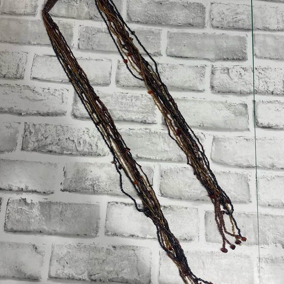 Vintage multi-strand seed bead wrap necklace. Brown tan orange. 46” Tie-no clasp - Picture 6 of 6